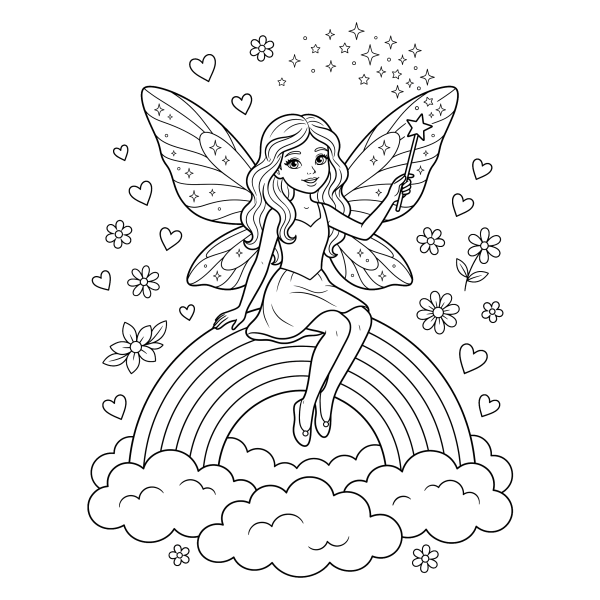 Coloriage Coloriage Fée Arc-en-Ciel à imprimer