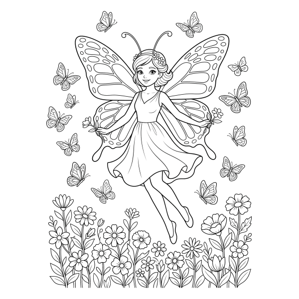 Coloriage Coloriage Fée Papillon à imprimer