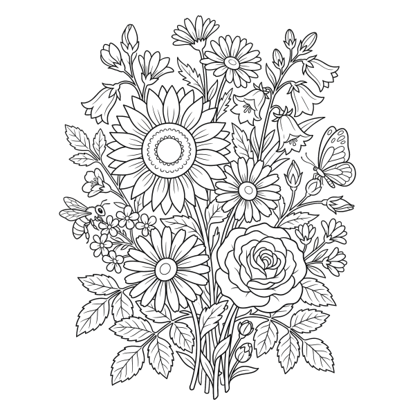 Coloriage Coloriage Fleurs d'Été à imprimer