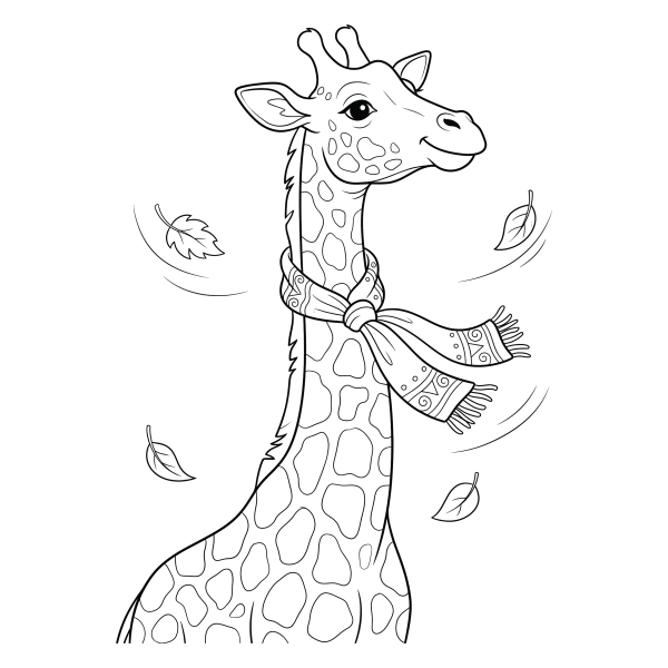 Coloriage Coloriage Girafe avec un Foulard à imprimer