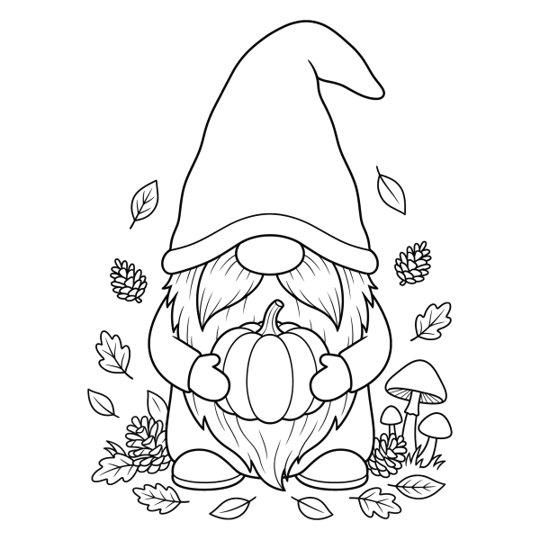 Coloriage Coloriage Gnome Automne à imprimer