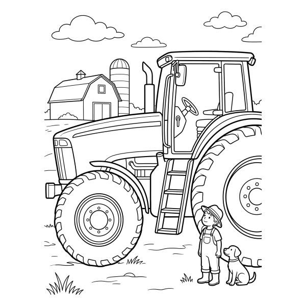Coloriage Coloriage Grand Tracteur à imprimer
