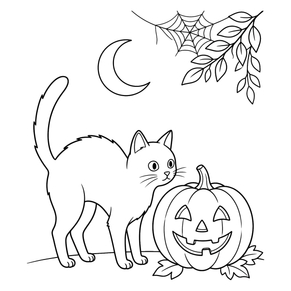 Coloriage Coloriage Halloween Citrouille Chat à imprimer