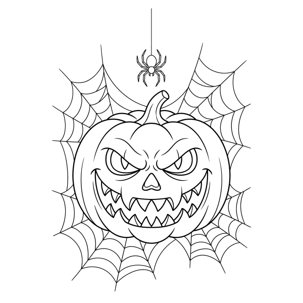 Coloriage Coloriage Halloween Citrouille qui Fait Peur à imprimer
