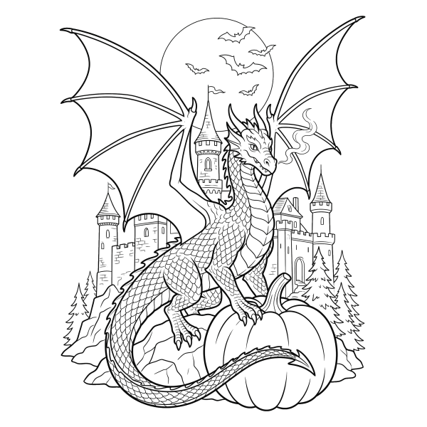 Coloriage Coloriage Halloween Dragon à imprimer