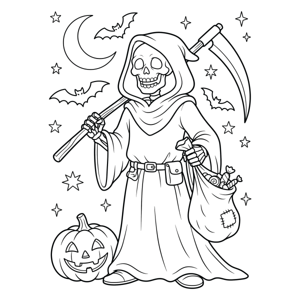 Coloriage Coloriage Halloween Faucheuse à imprimer