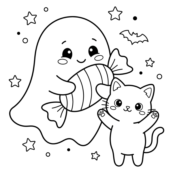 Coloriage Coloriage Halloween Kawaii à imprimer