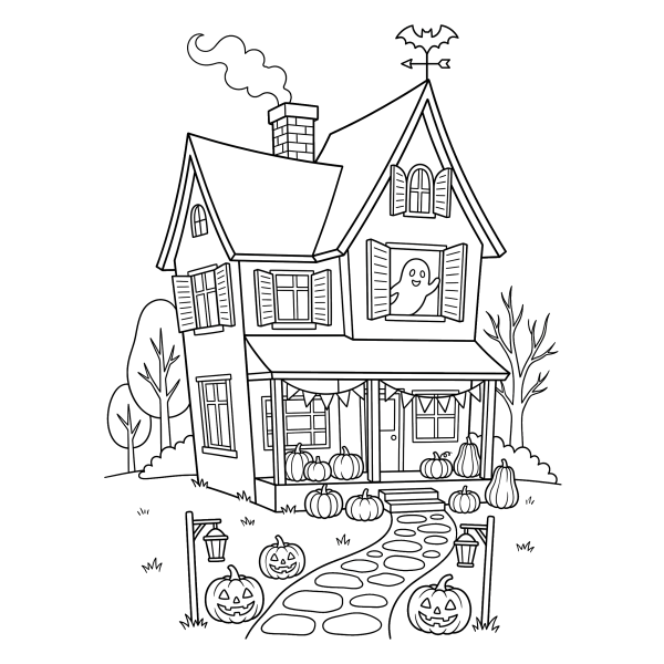 Coloriage Coloriage Halloween Maison à imprimer