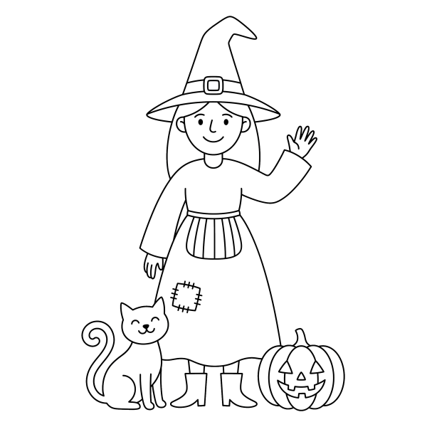 Coloriage Coloriage Halloween Sorcière Facile à imprimer