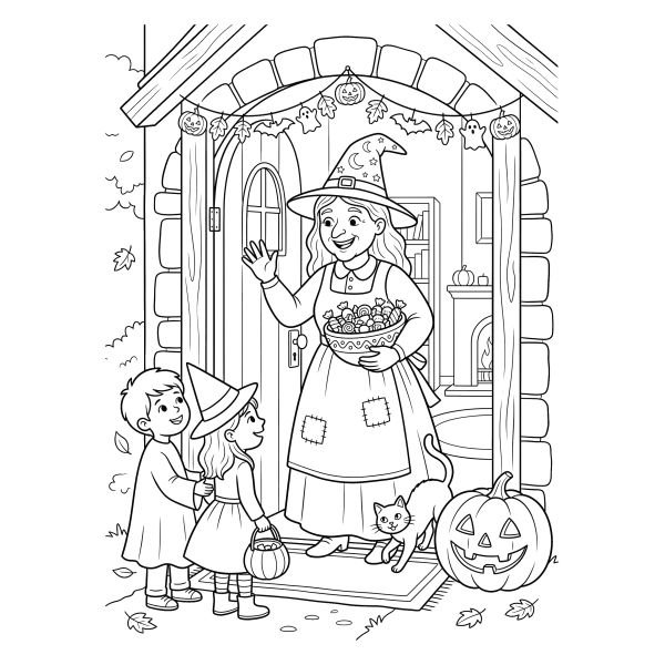 Coloriage Coloriage Halloween Sorcière à imprimer