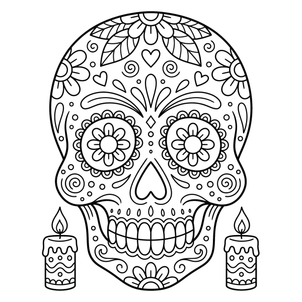 Coloriage Coloriage Halloween Tête de Mort à imprimer