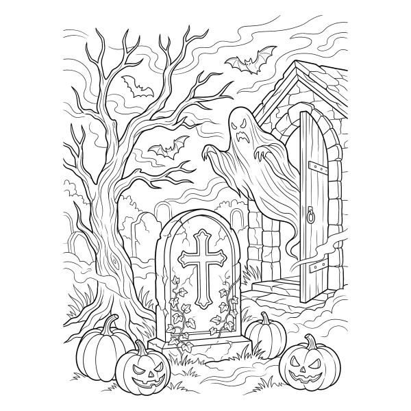 Coloriage Coloriage Halloween Tombe à imprimer