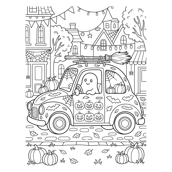 Coloriage Coloriage Halloween Voiture à imprimer