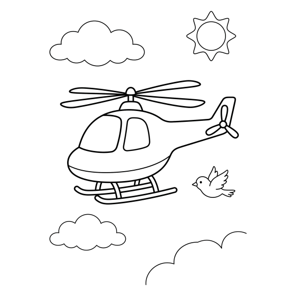 Coloriage Coloriage Hélicoptère dans le Ciel à imprimer