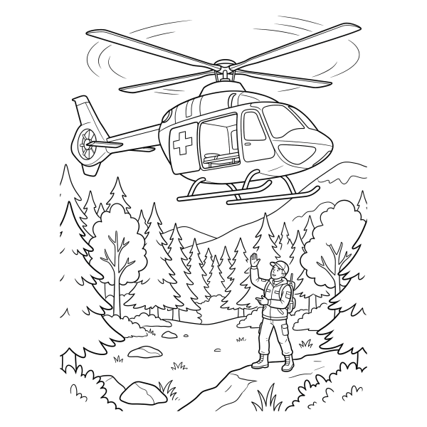 Coloriage Coloriage Hélicoptère de Secours à imprimer