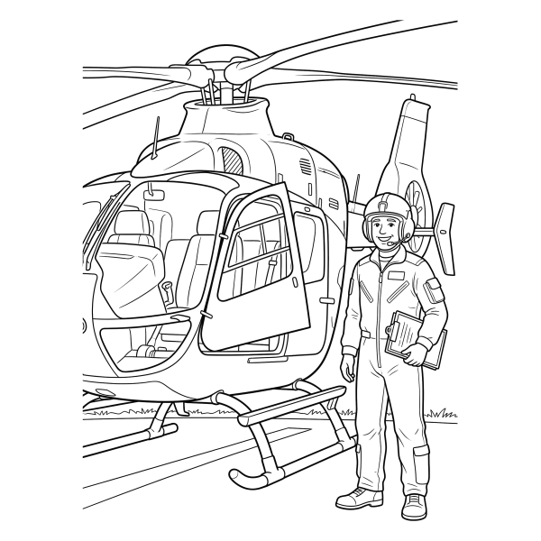 Coloriage Coloriage Hélicoptère et Pilote à imprimer