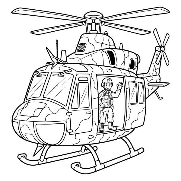 Coloriage Coloriage Hélicoptère Militaire à imprimer