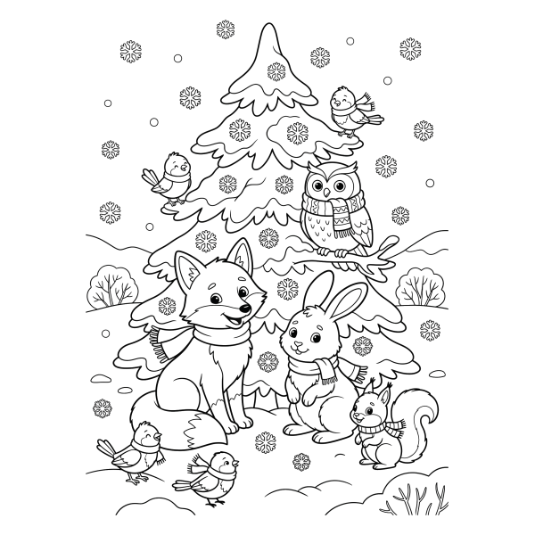 Coloriage Coloriage Hiver Animaux à imprimer