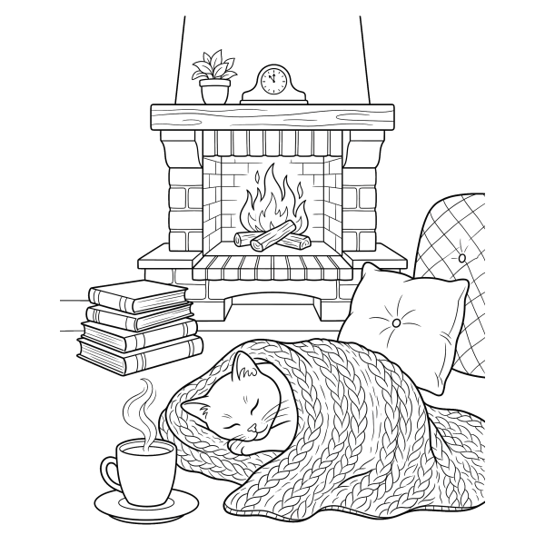 Coloriage Coloriage Hiver Cosy à imprimer