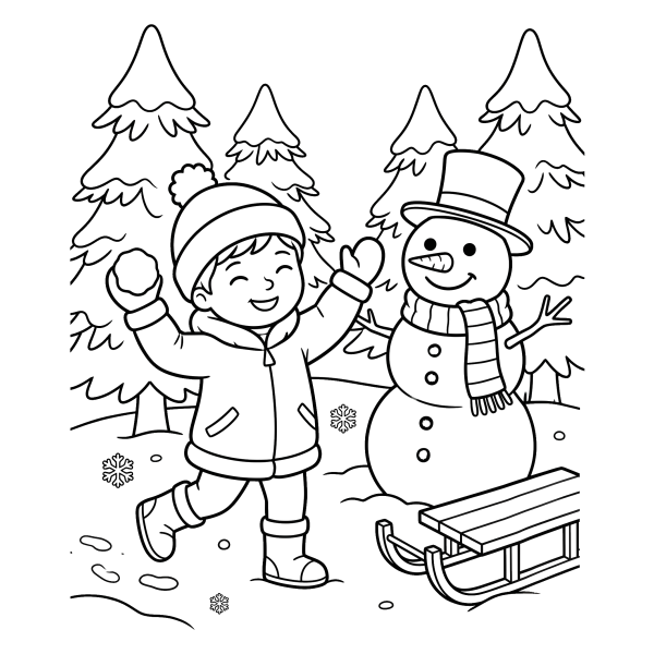 Coloriage Coloriage Hiver Gratuit à imprimer