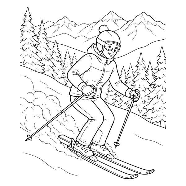 Coloriage Coloriage Hiver Ski à imprimer