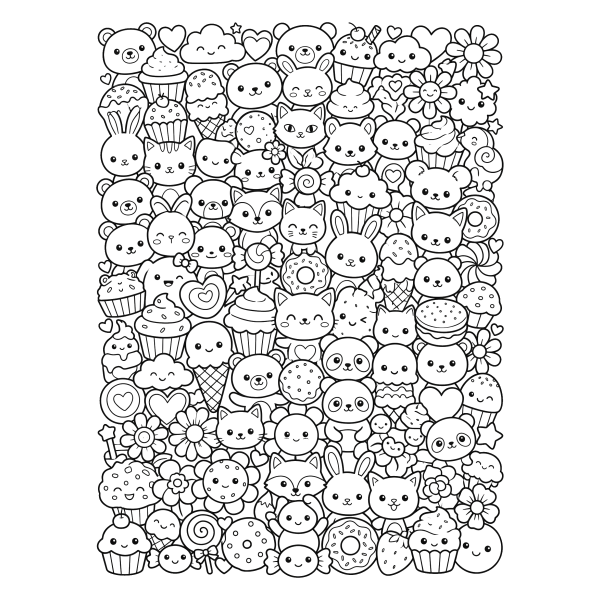 Coloriage Coloriage Kawaii Adulte à imprimer