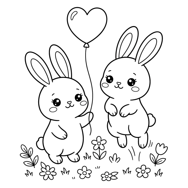 Coloriage Coloriage Kawaii Animaux Lapin à imprimer