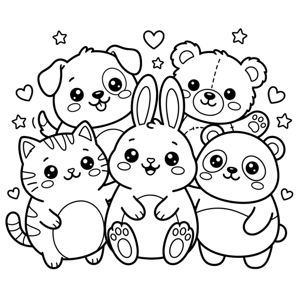 Coloriage Coloriage Kawaii Animaux Mignon à imprimer