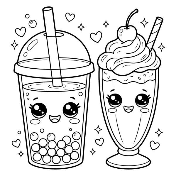 Coloriage Coloriage Kawaii Boisson à imprimer