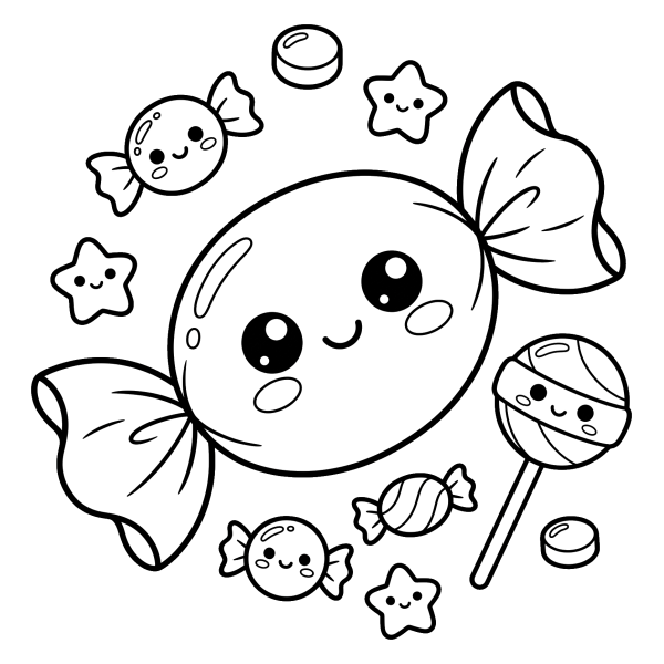 Coloriage Coloriage Kawaii Bonbon à imprimer