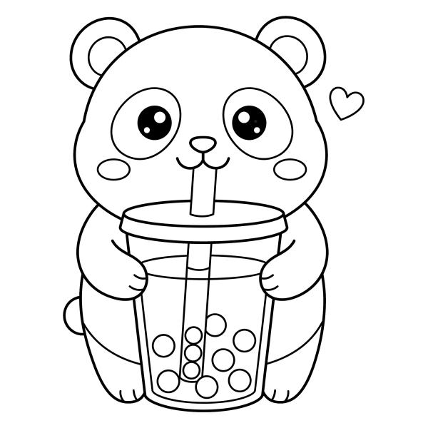 Coloriage Coloriage Kawaii Bubble Tea Panda à imprimer