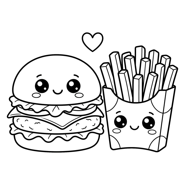 Coloriage Coloriage Kawaii Burger à imprimer