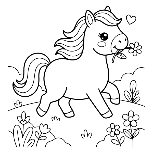 Coloriage Coloriage Kawaii Cheval à imprimer