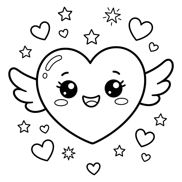 Coloriage Coloriage Kawaii Cœur à imprimer