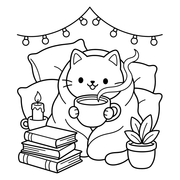 Coloriage Coloriage Kawaii Cosy à imprimer