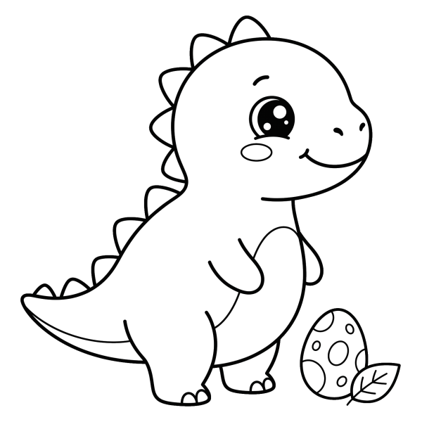 Coloriage Coloriage Kawaii Dinosaure à imprimer