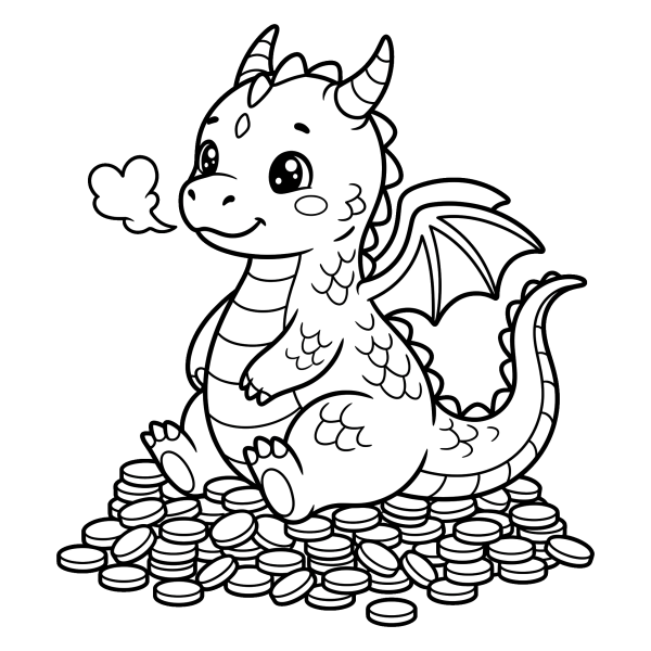 Coloriage Coloriage Kawaii Dragon à imprimer