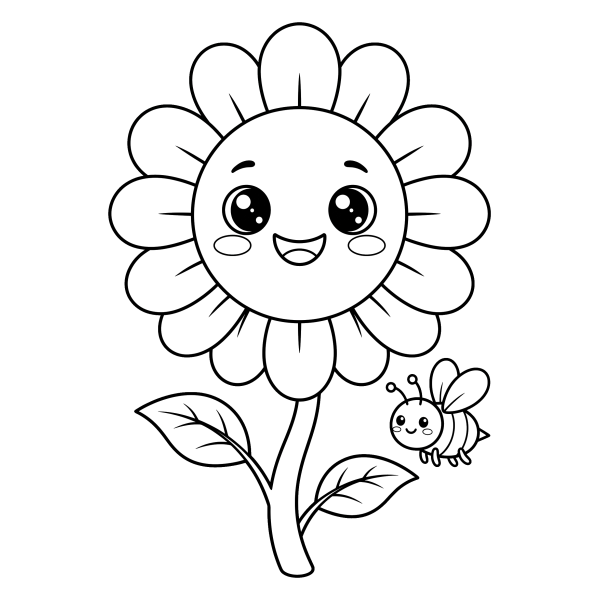 Coloriage Coloriage Kawaii Fleur à imprimer