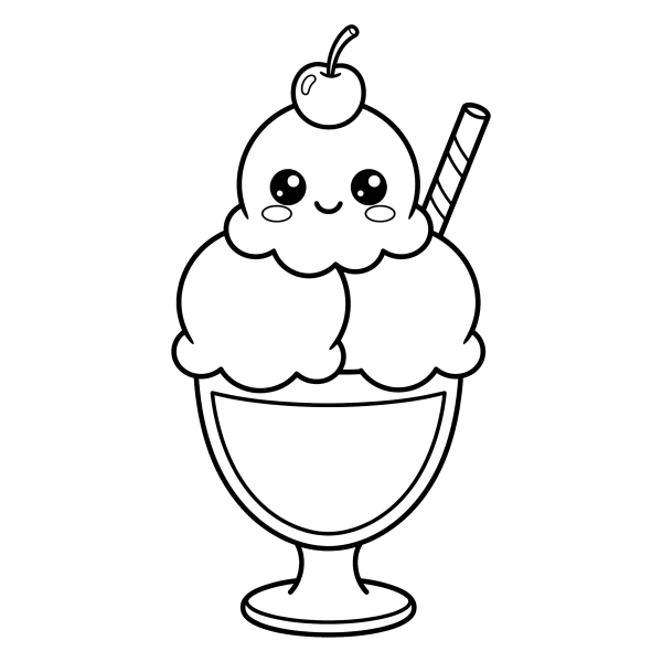 Coloriage Coloriage Kawaii Glace à imprimer