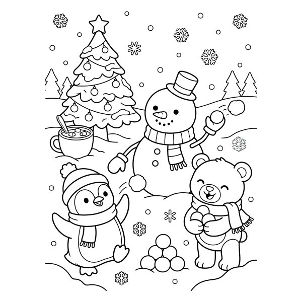 Coloriage Coloriage Kawaii Hiver à imprimer