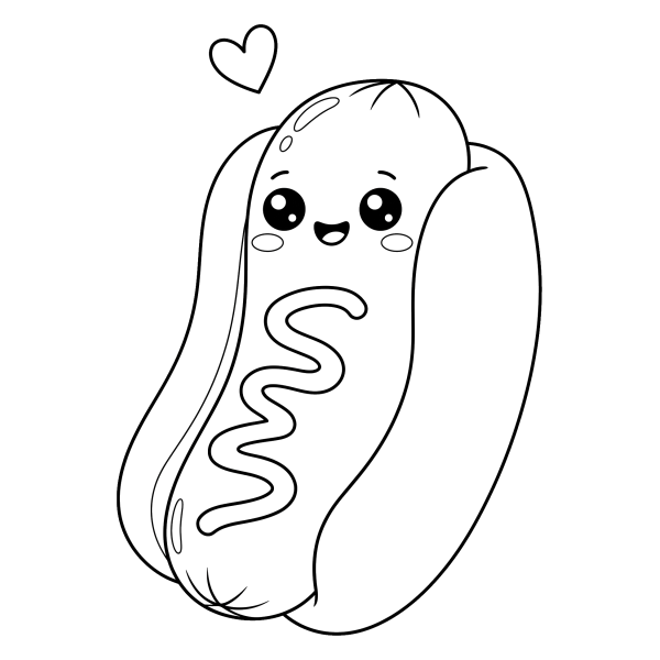 Coloriage Coloriage Kawaii Hot Dog à imprimer