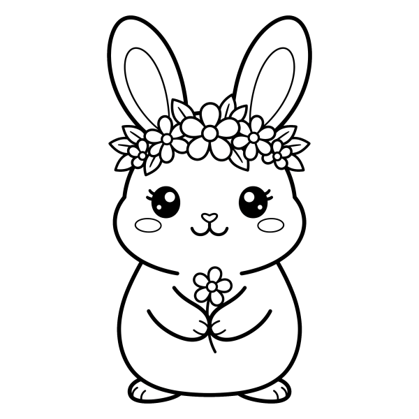 Coloriage Coloriage Kawaii Lapin Mignon à imprimer