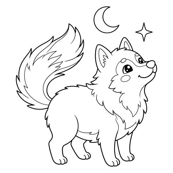 Coloriage Coloriage Kawaii Loup à imprimer