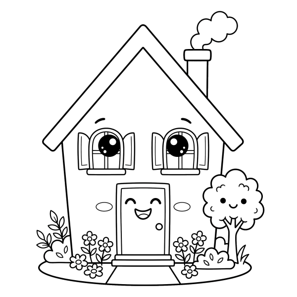 Coloriage Coloriage Kawaii Maison à imprimer