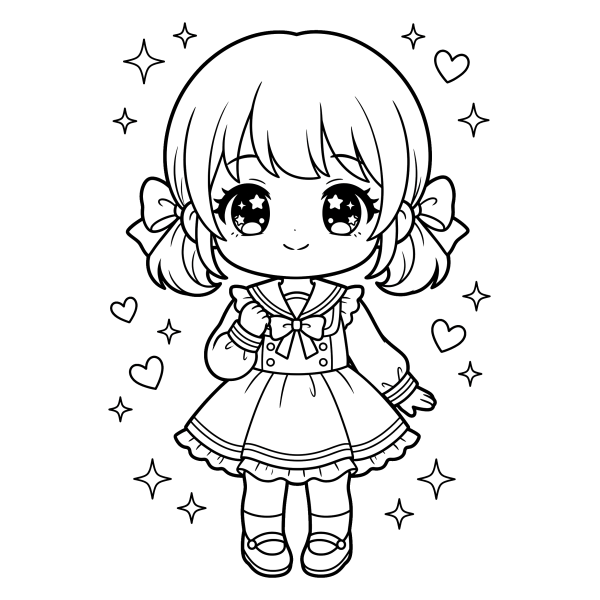 Coloriage Coloriage Kawaii Manga à imprimer