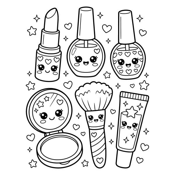 Coloriage Coloriage Kawaii Maquillage à imprimer