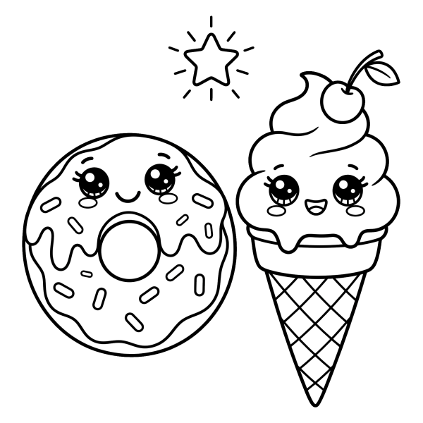 Coloriage Coloriage Kawaii Nourriture Facile à imprimer