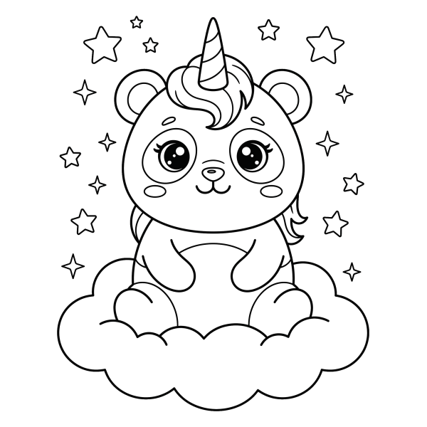 Coloriage Coloriage Kawaii Panda Licorne à imprimer