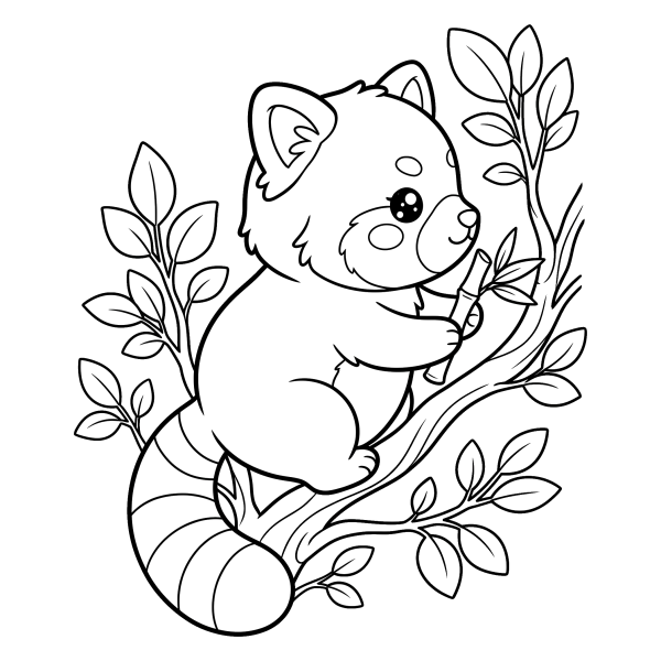 Coloriage Coloriage Kawaii Panda Roux à imprimer