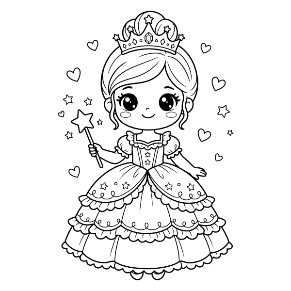 Coloriage Coloriage Kawaii Princesse à imprimer